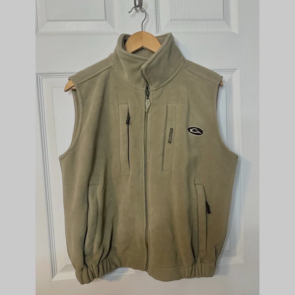 Drake Waterfowl Systems Fleece Vest Mens S Brown Full Zip Magna-Tach Hunting